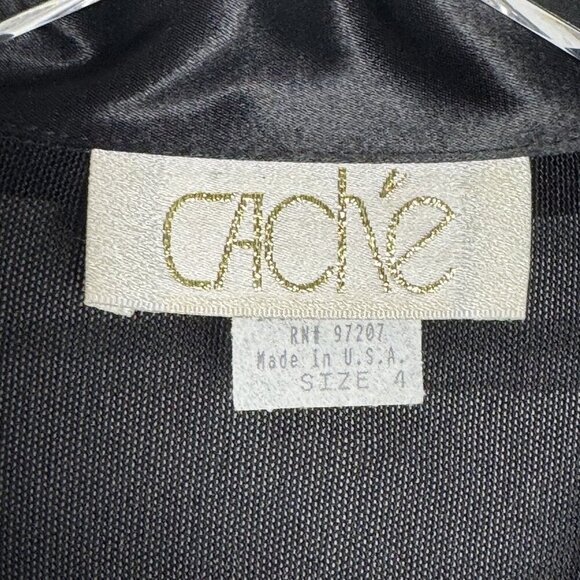 Vintage 80's  sheer bodysuit satin trim black size 4 Long Sleeve Made in US - Picture 5 of 7